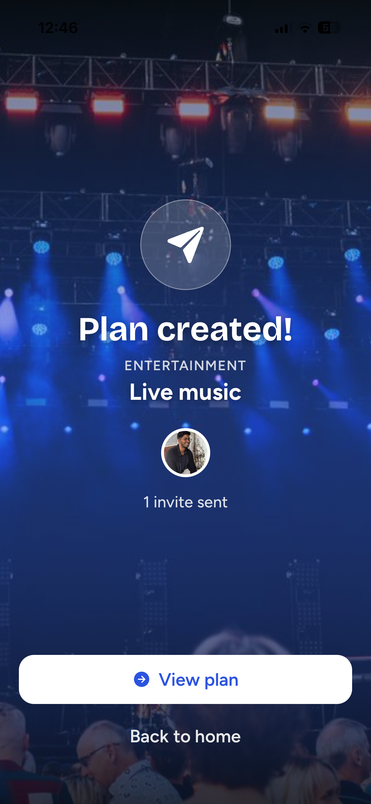 Zapnin plan created confirmation screen.